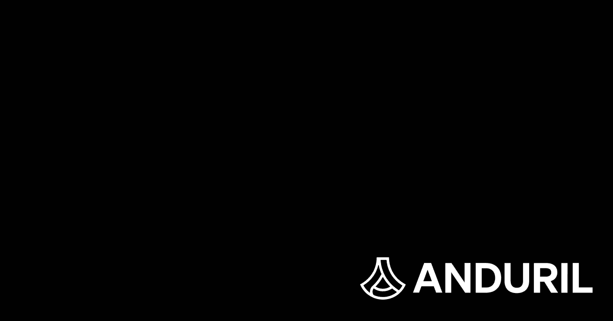 Anduril company wordmark on a black field