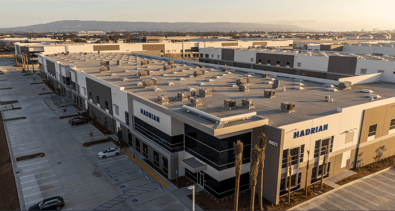 Aerial view of a Hadrian manufacturing facility in California