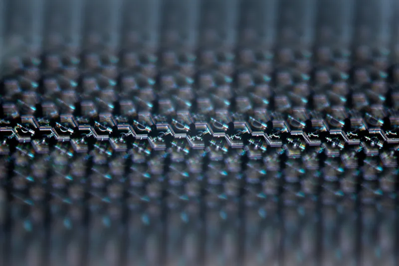 Close-up of Science Corporation PRIMA retinal implant components